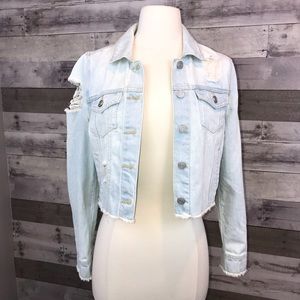 Denim/jean jacket cropped& frayed- XS